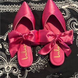 💕 Lulu's Pink Satin Bow Mules 💕 SALE 3 for $30!